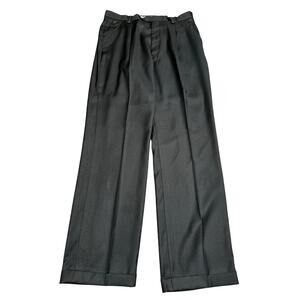 Steve Harvey Collection Black Pleated Cuffed Dress Pants, Men's 36x34